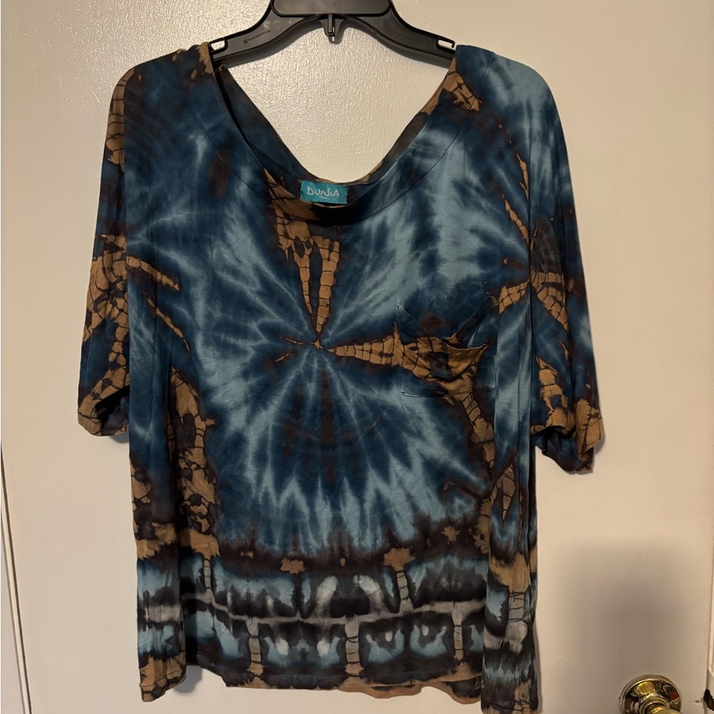 Tie-Dye Blue and Brown Women's Top